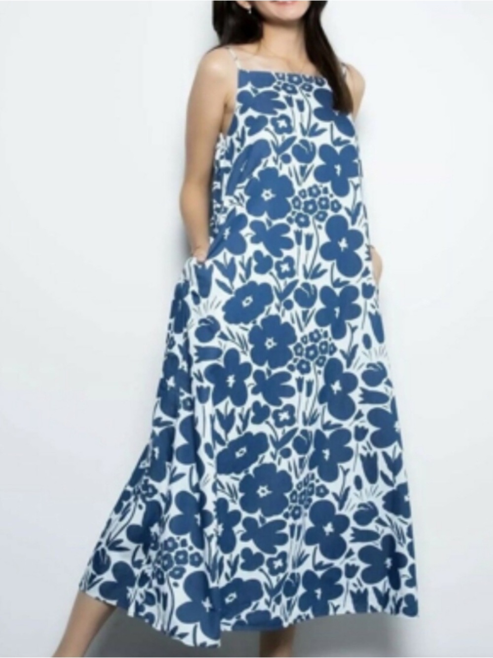 Blue and White Floral Maxi Sundress